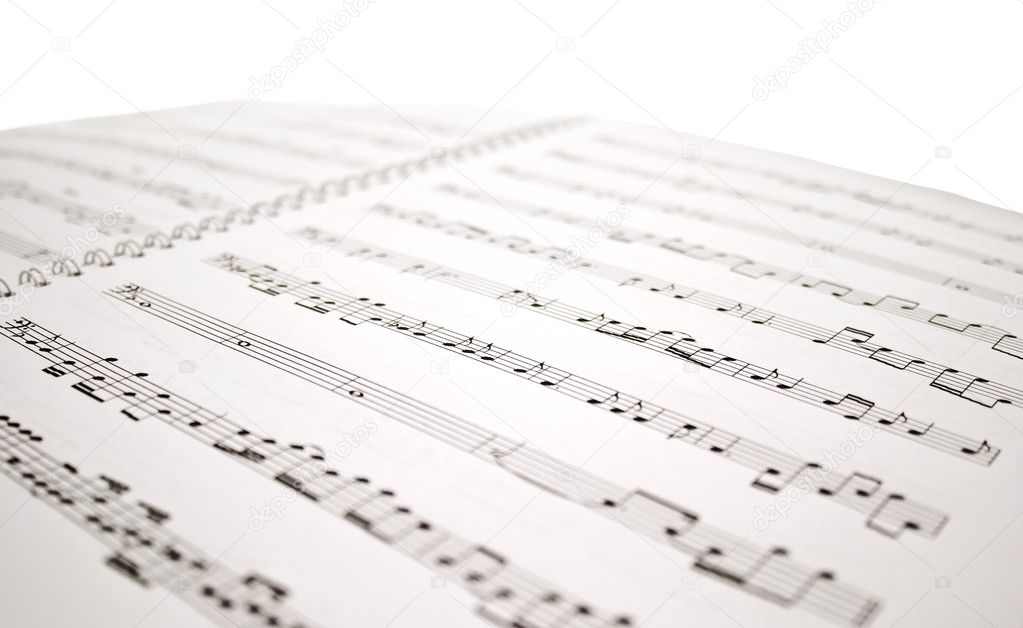 Music note sheet isolated on white