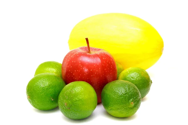 stock image Colorful fruits melon, laime and apple