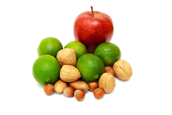 Zelené laime s ořechy, apple — Stock fotografie