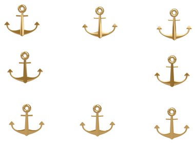 3d gold anchor photo frame clipart