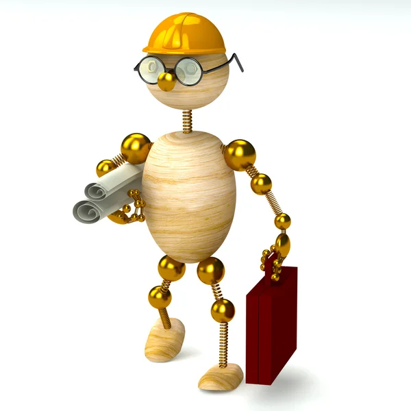 3D drewna człowiek inżynier — Zdjęcie stockowe