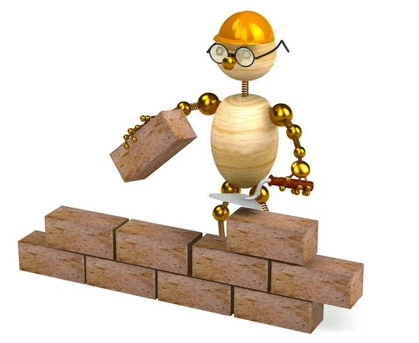 3D-hout man builder — Stockfoto