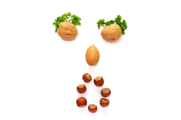 Say o face made whith help of nuts — Stock Photo, Image
