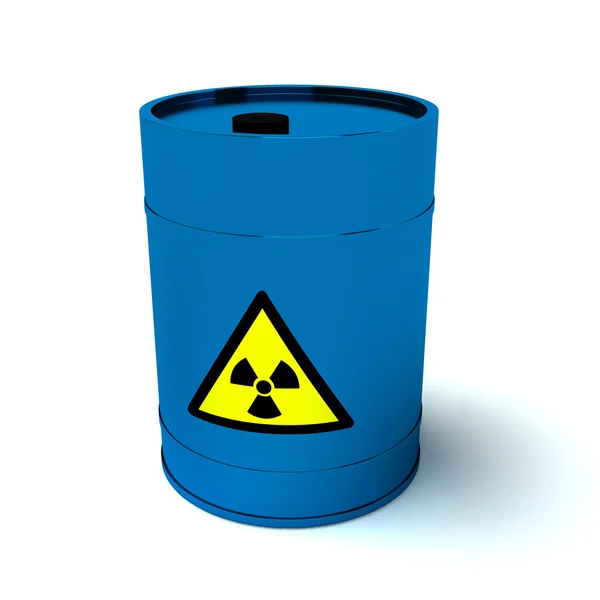 3d azul barril resíduos radioactivos — Fotografia de Stock