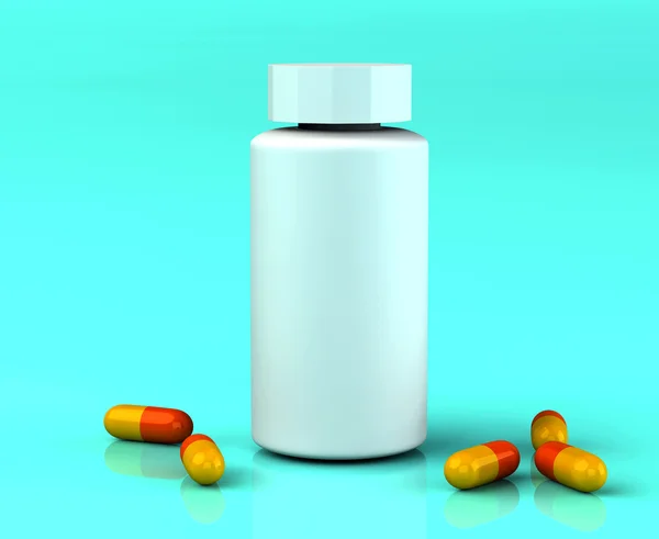 3d botella de medicina blanca —  Fotos de Stock