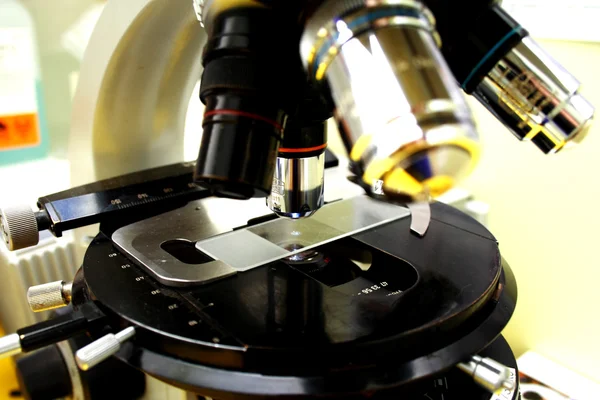 stock image Close up of microscope lenses