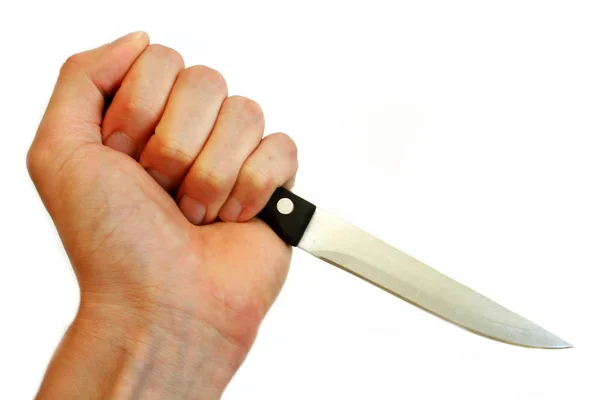 Steel knife in the hand — Stock Photo, Image