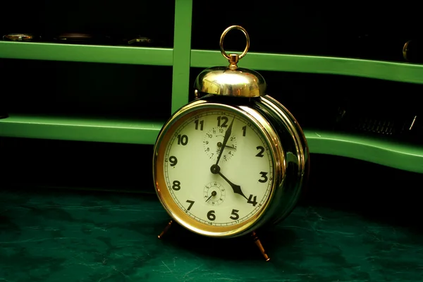 Old gold alarm clock — Stock Photo, Image