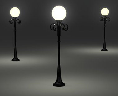 3d old fashioned lamp posts clipart