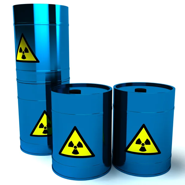 Déchets radioactifs 3d baril bleu — Photo