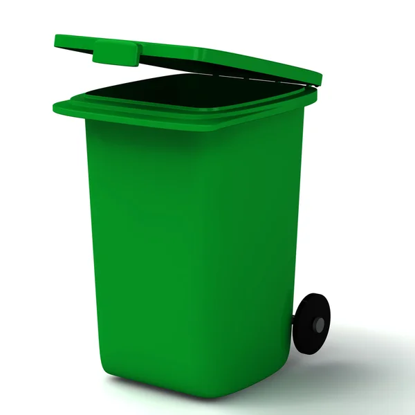 3D open groene container — Stockfoto
