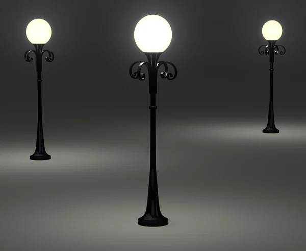 3d old fashioned lamp posts — Stock Photo, Image