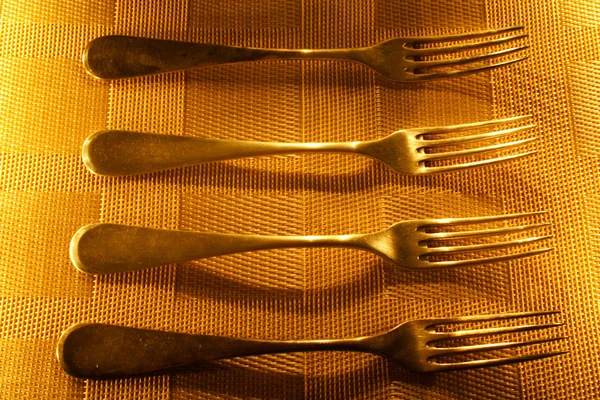 Four vintage silver forks — Stock Photo, Image