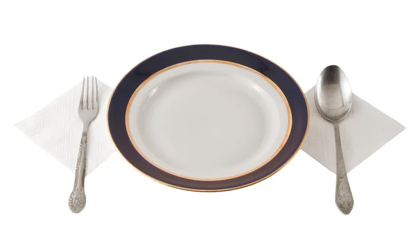 Fork And Spoon Crossed On Plate — Stock Photo, Image