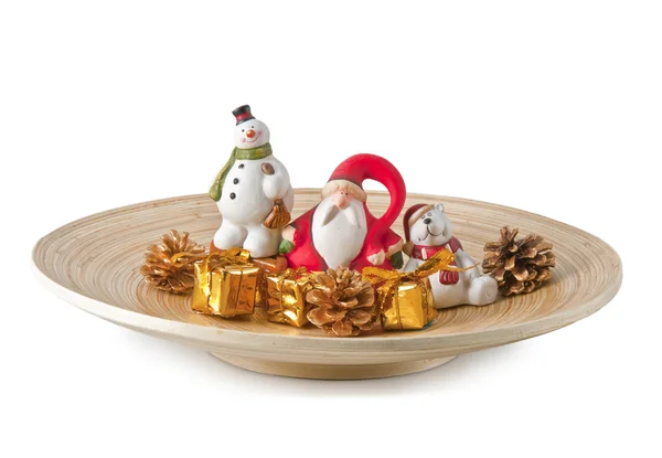 Santa claus, en snögubbe och Nalle — Stockfoto