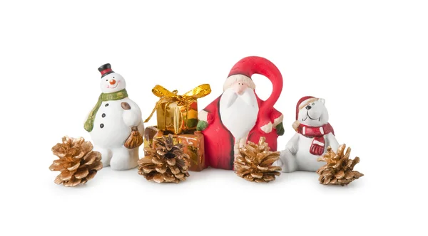 Noel Baba, kardan adam ve bir oyuncak ayı — Stok fotoğraf