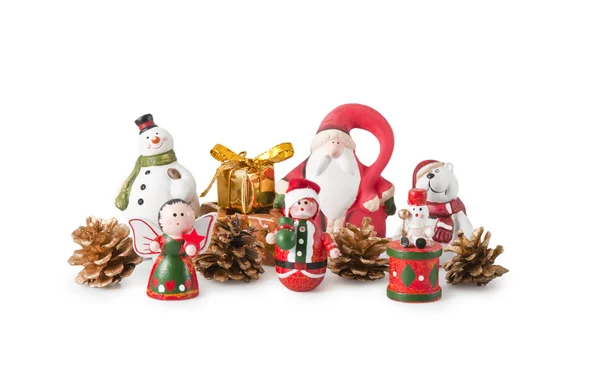 Santa claus, een sneeuwpop en teddy bear — Stockfoto