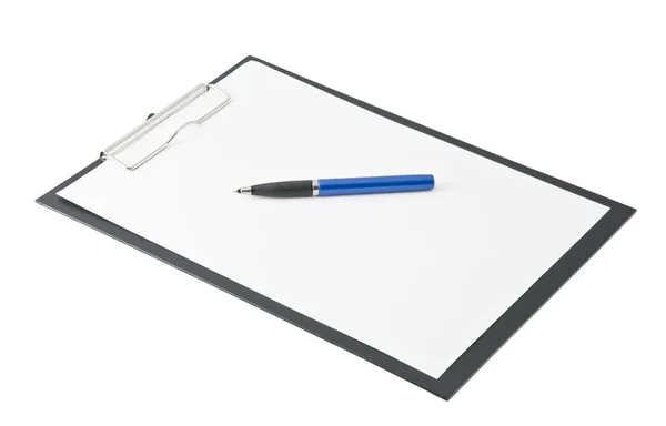 Clip Board Com Papéis Branco Isolados Fundo Whute — Fotografia de Stock