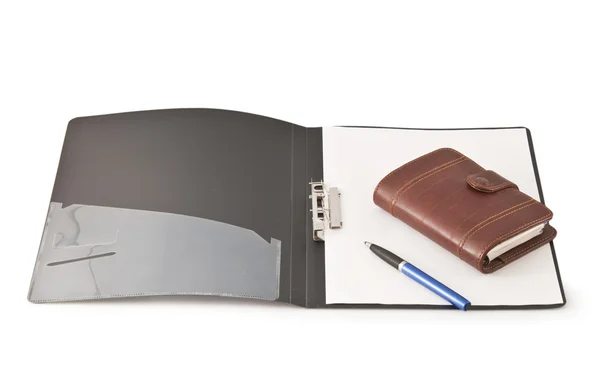 白い背景で隔離された Office フォルダー日記 — ストック写真
