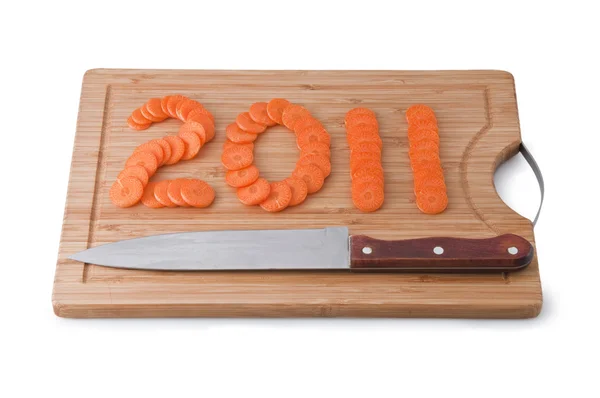 2011 sulla lavagna della cucina carota — Foto Stock