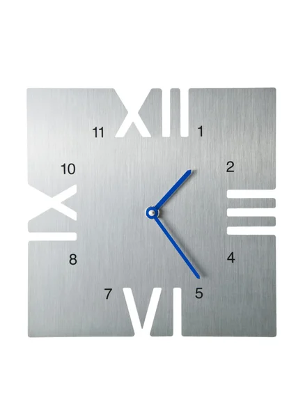 Relógio Moderno Prata Isolado Fundo Branco — Fotografia de Stock