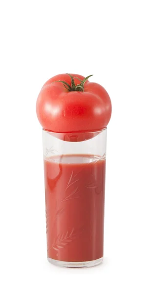 Stock image Glass of tomato juice and tomato isolated on a white background