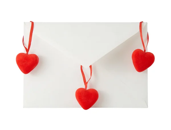 Ταχυδρομείου Μια Επιστολή Μια Καρδιά Που Απομονώνονται Λευκό Φόντο — Φωτογραφία Αρχείου