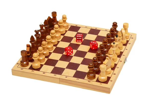 Šachy a kostky — Stock fotografie