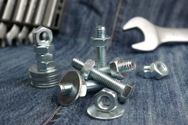 Metal bolts, nuts and washers clipart