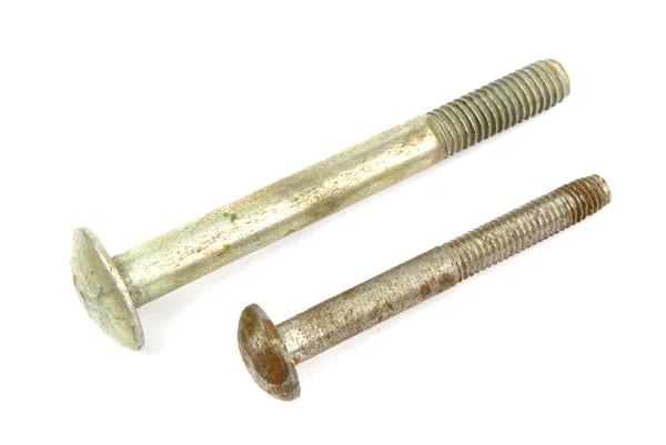 Two Old Bolts White Background — Stock Photo, Image