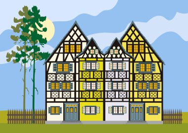 Traditional cottage, farm house clipart