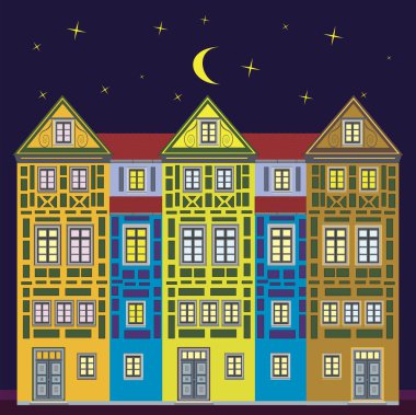 Dream house at night clipart