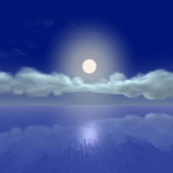 Lua erguida junto ao oceano — Fotografia de Stock