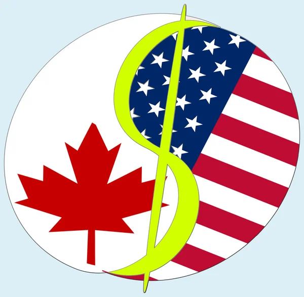 Símbolo Para Mostrar Relación Dependencia Entre Estados Unidos Canadá — Foto de Stock