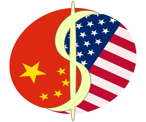 Символ Показывающий Взаимосвязь Зависимость Между Сша Китаем — стоковое фото