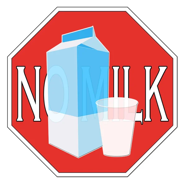 Stoppskylt Med Ett Glas Mjölk För Att Beskriva Laktosintolerans — Stockfoto