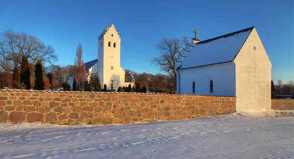 Kerk winter snow Denemarken — Stockfoto