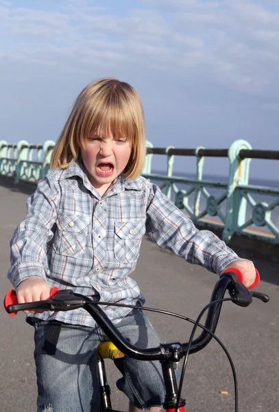 Garato, criança, bicicleta, ciclista, montando, outdoor, passeio, bicicleta, criança, lazer , — Fotografia de Stock