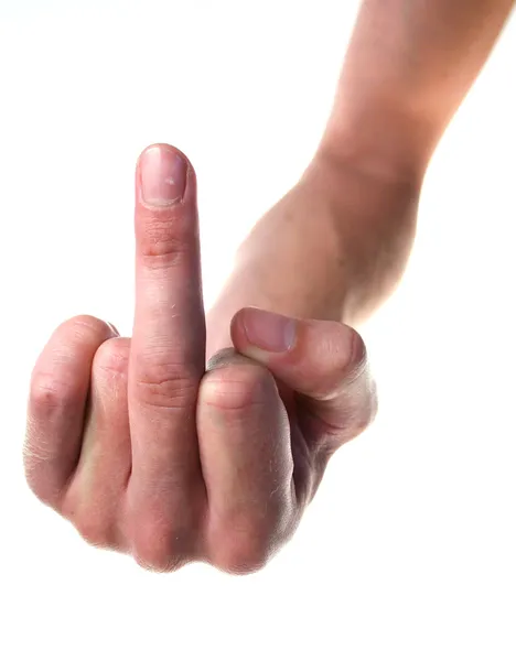 Fuck you offensive hand gesture — Stock Photo, Image