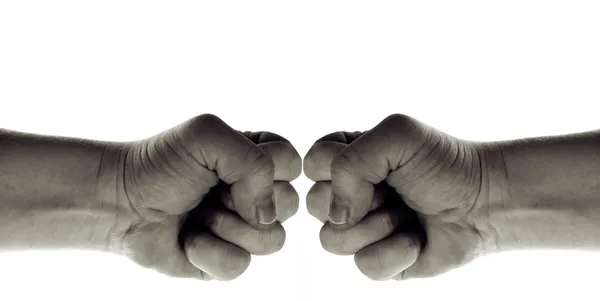 Fist fight isolated on white — Stock Photo, Image