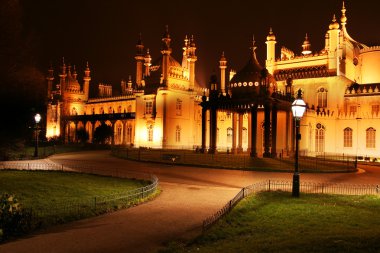 Brighton royal pavilion at night clipart