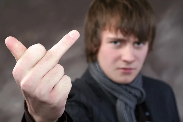 Finger get lost youth aggression — Stock Photo, Image