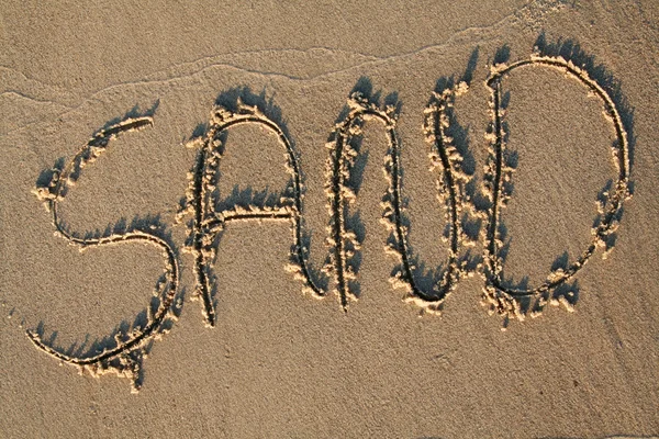 Areia escrita na areia — Fotografia de Stock