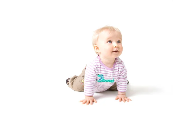 Baby Mädchen isoliert auf weiß — Stockfoto
