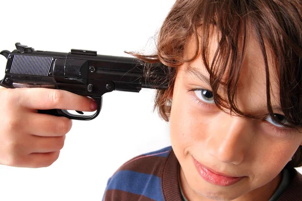 Pistola crimen niño — Foto de Stock