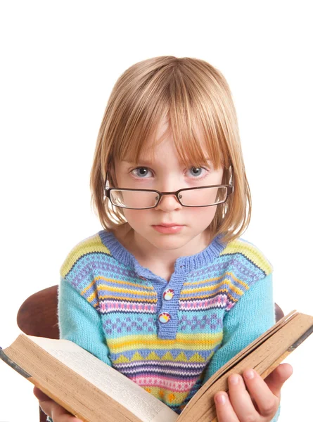 Child glasses book isolated — Stock Photo, Image