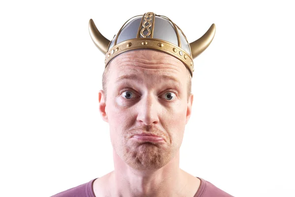 Viking man isolated helmet — Stock Photo, Image