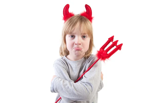 Bambino cattivo diavolo Halloween — Foto Stock