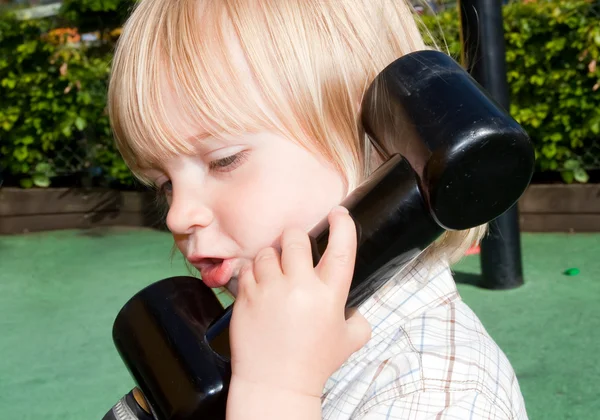 Child telephone playing — Stock Photo, Image