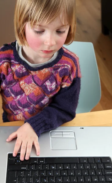 Çocuk laptop çalışma Stok Resim